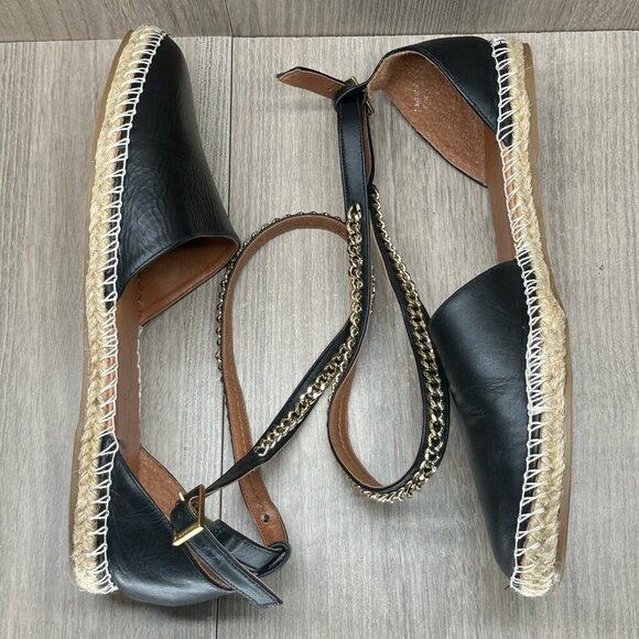 Carmin Sandals Womens Sz 39 Close Toe Gladiator Espadrille Flats Leather Black - Picture 9 of 11